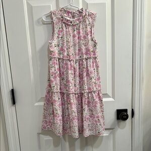 GB Girls Pink and White Ruffled Tiered Sundress